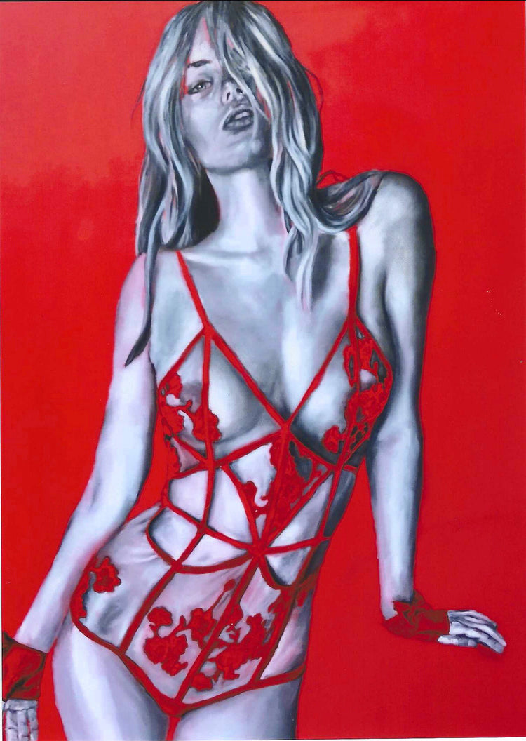Lingerie Series Girl in Red Print