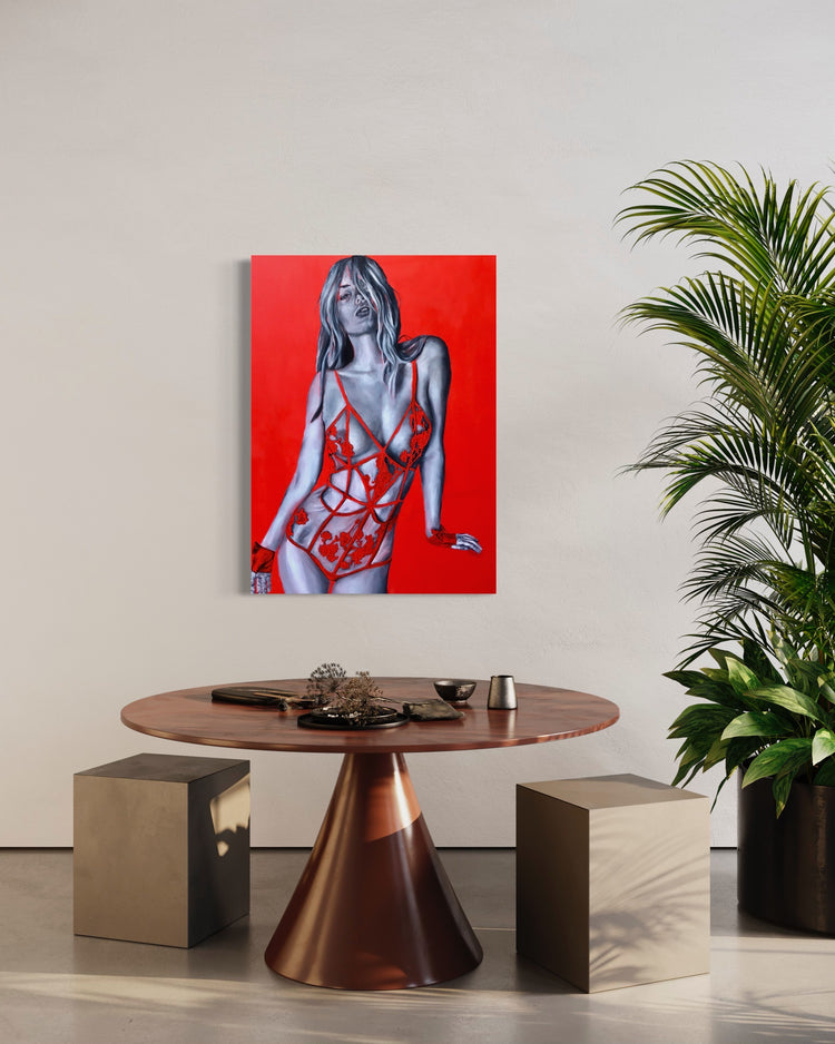 Girl in Red Printed Canvas